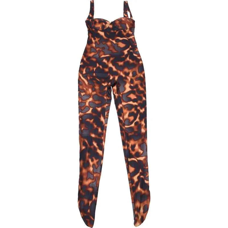 Leopard Print Bodycon Jumpsuit