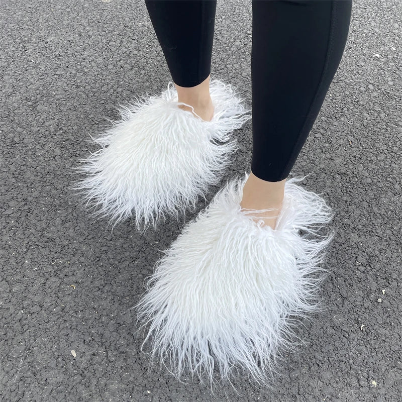 Fluffy Faux Fur Slides