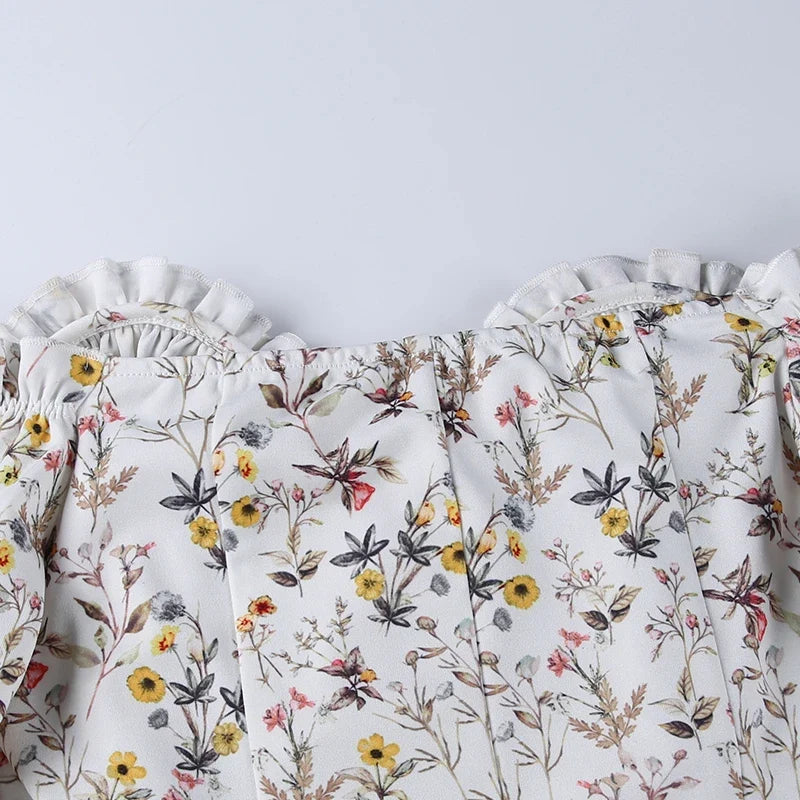 Summer Floral Off Shoulder Puff Sleeve Maxi Dress by nowadaysfashion