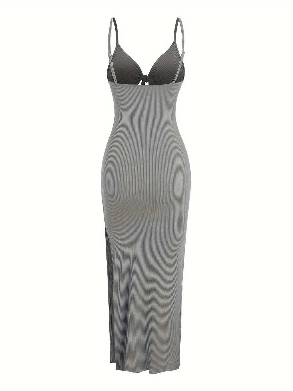 knit simple sleeveless suspender dress leaking back and sexy long skirt with neck. by nowadaysfashion