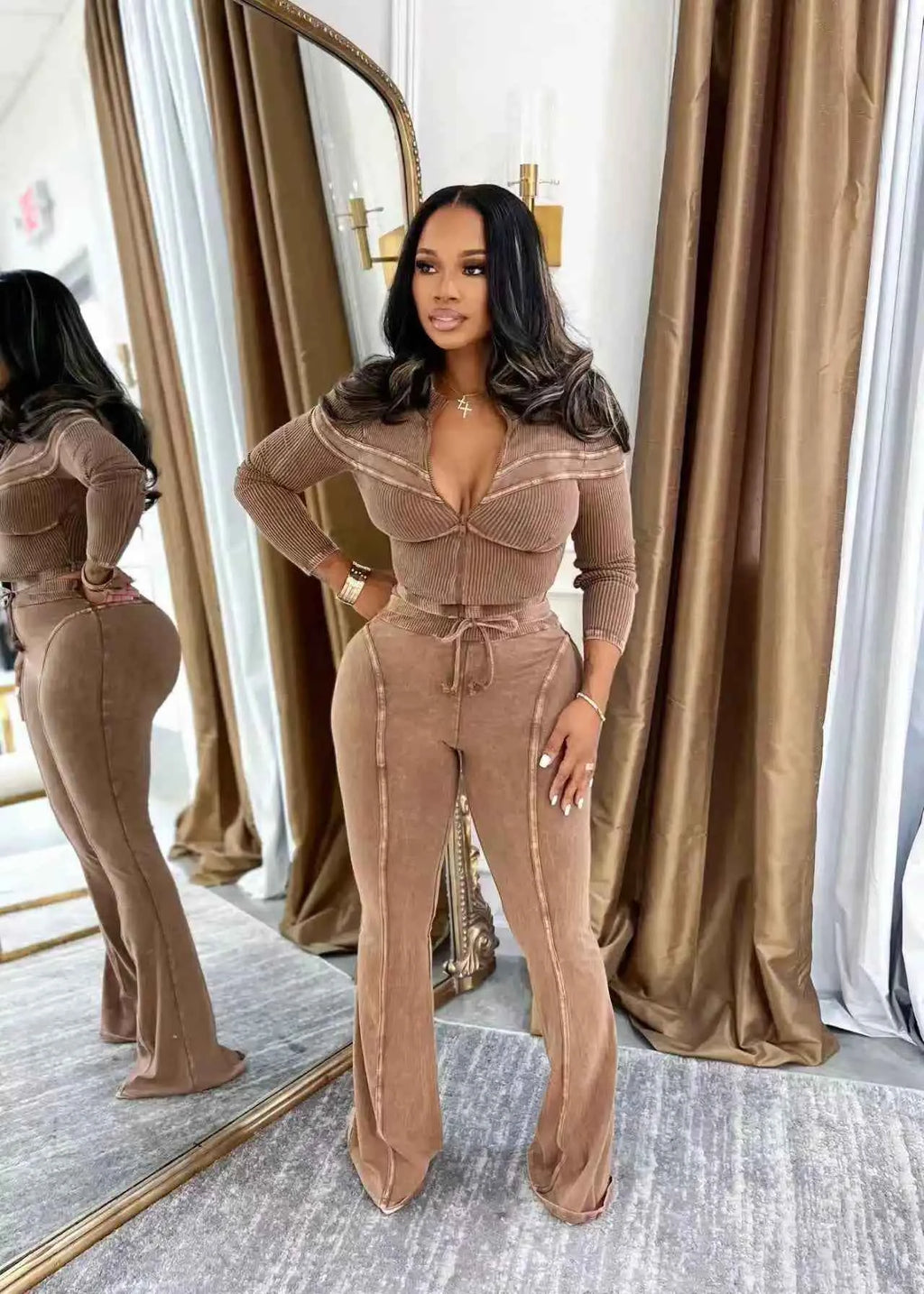 Fall ribbed pants set