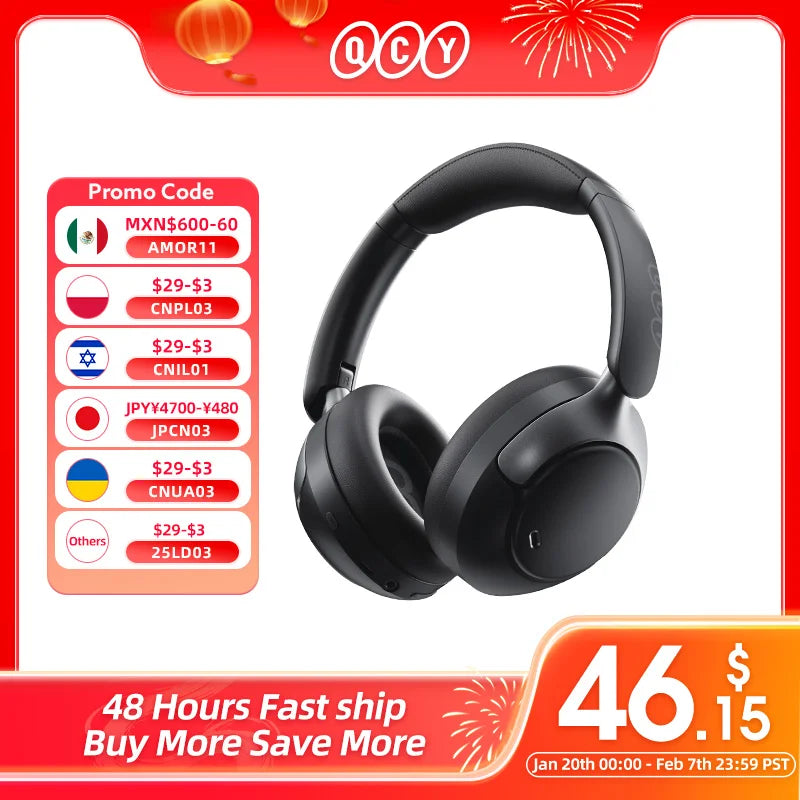 QCY H3 Pro ANC Wireless Headphone 50dB Noise Canceling Hi-Res Spatial