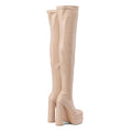 Square Toe Platform Over the Knee Heel Boots