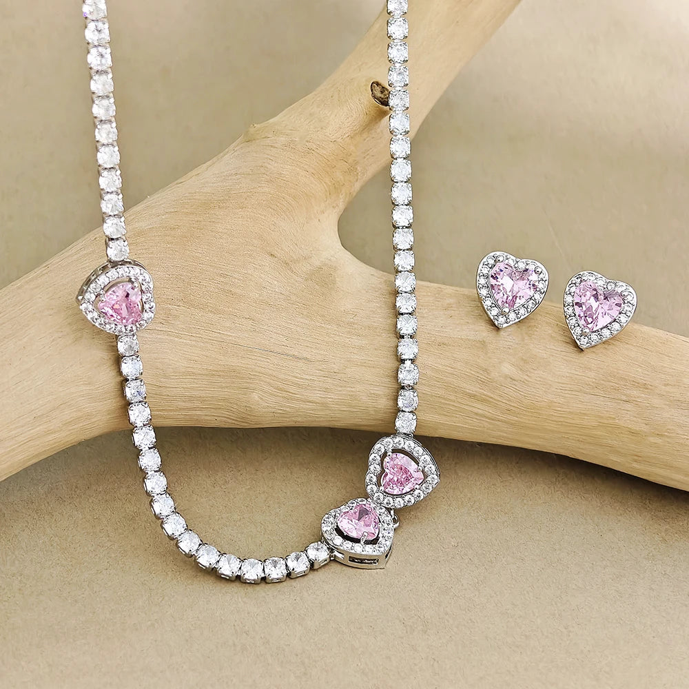 Pink Heart Necklace set