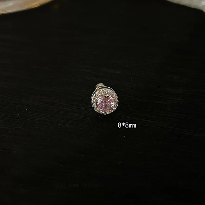 1 PCS Pink Bowknot Shiny Ear Bone Nail 316L Stainless Steel Korean Style Zircon Crystal Earring Women Y2K Cute Cochlea Jewelry