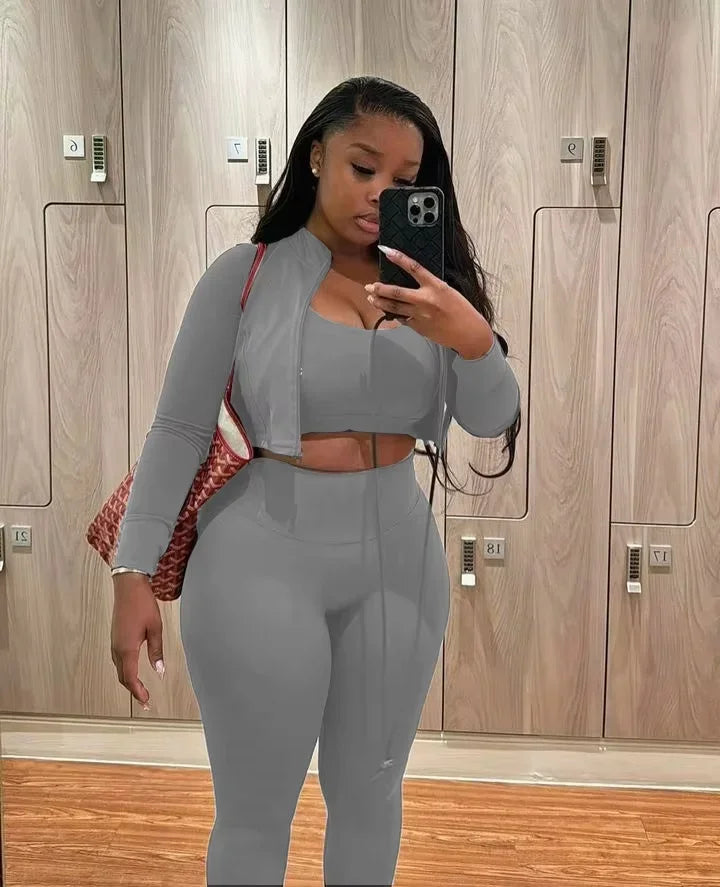 3-Piece Fashion Stretchy Tracksuit Set