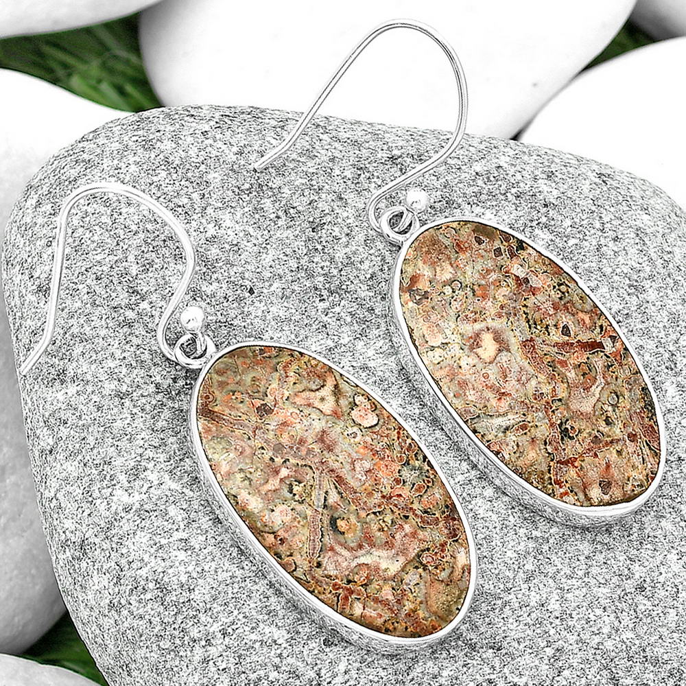 Natural Leopard Skin Jasper Earrings E-1001 SDE68699 - Goddess Imports Marketplace