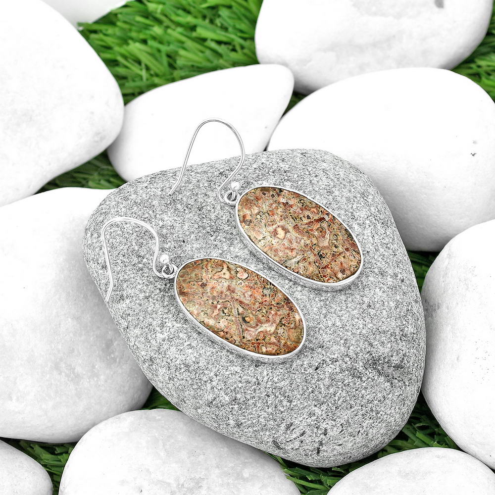 Natural Leopard Skin Jasper Earrings E-1001 SDE68699 - Goddess Imports Marketplace