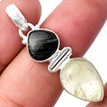 Prehnite & Silver Leaf Obsidian Pendant P-1108 SDP142244 - Goddess Imports Marketplace