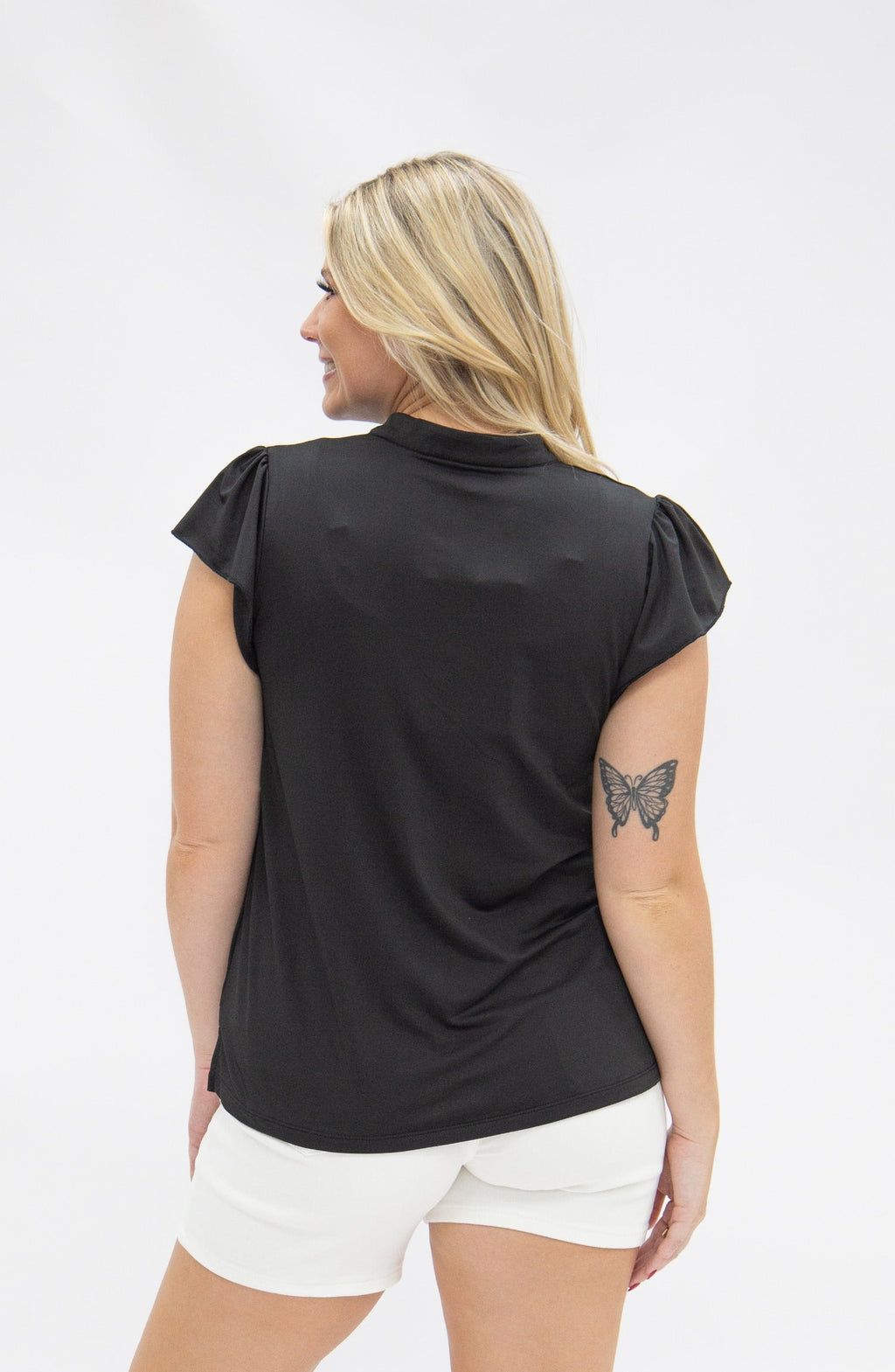 The Nicole V-Neck Top, Black by Grace+Emma