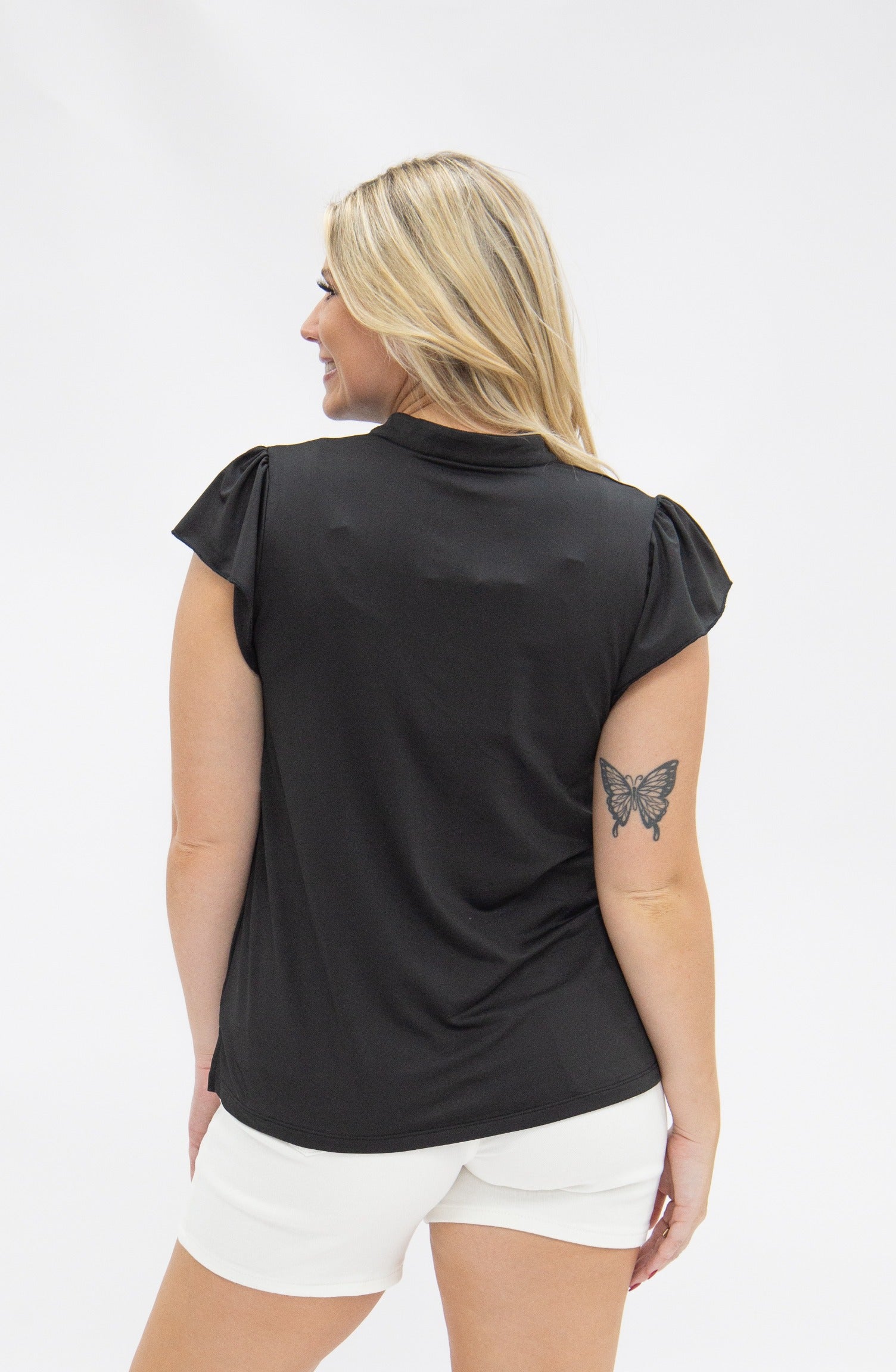 The Nicole V-Neck Top, Black by Grace+Emma
