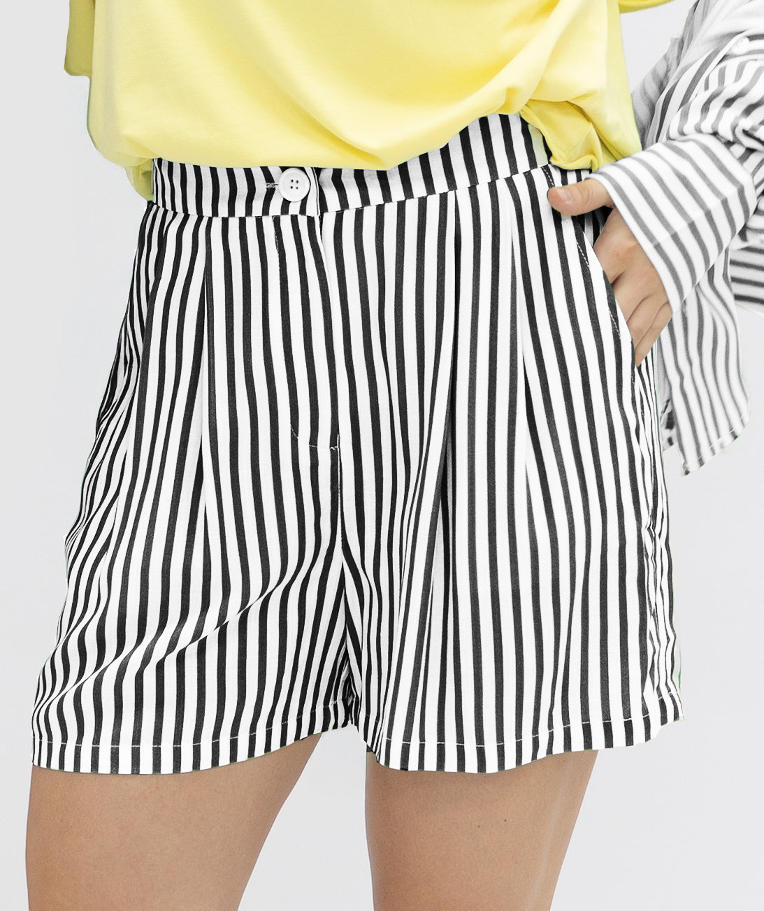 Trouser Shorts, Black Stripes by Grace+Emma