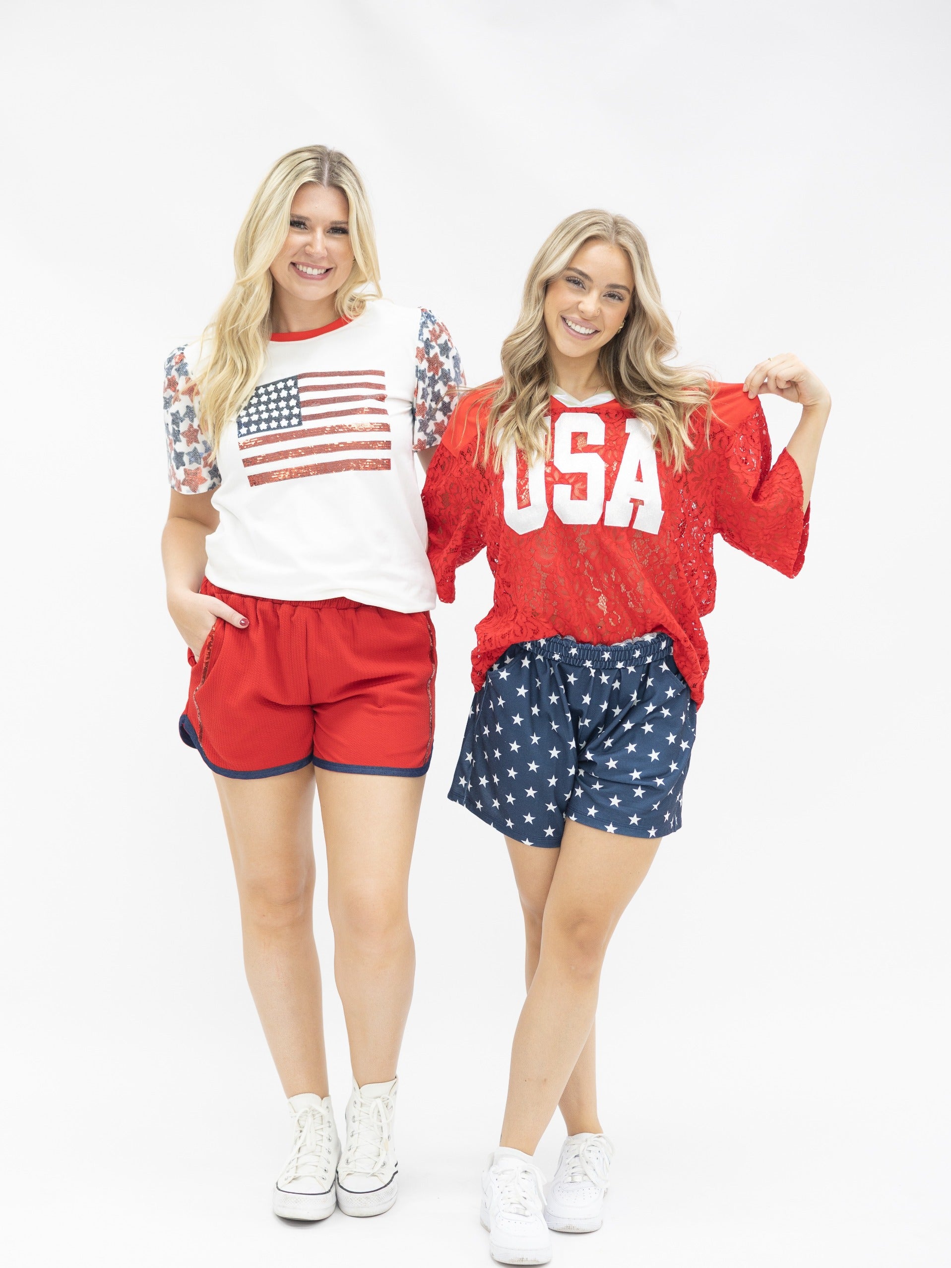 Red Lace "USA" Jersey by Grace+Emma
