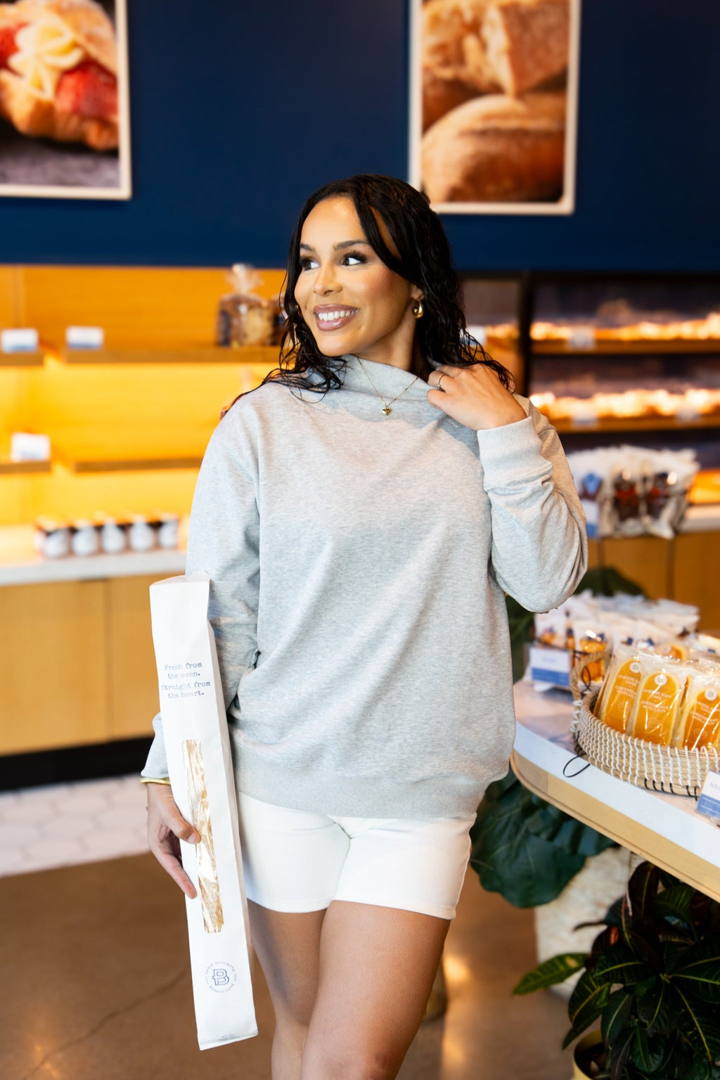 Mock Neck Sweatshirt, Grey by Grace+Emma