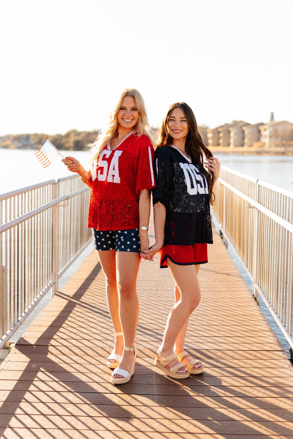 Red Lace "USA" Jersey by Grace+Emma