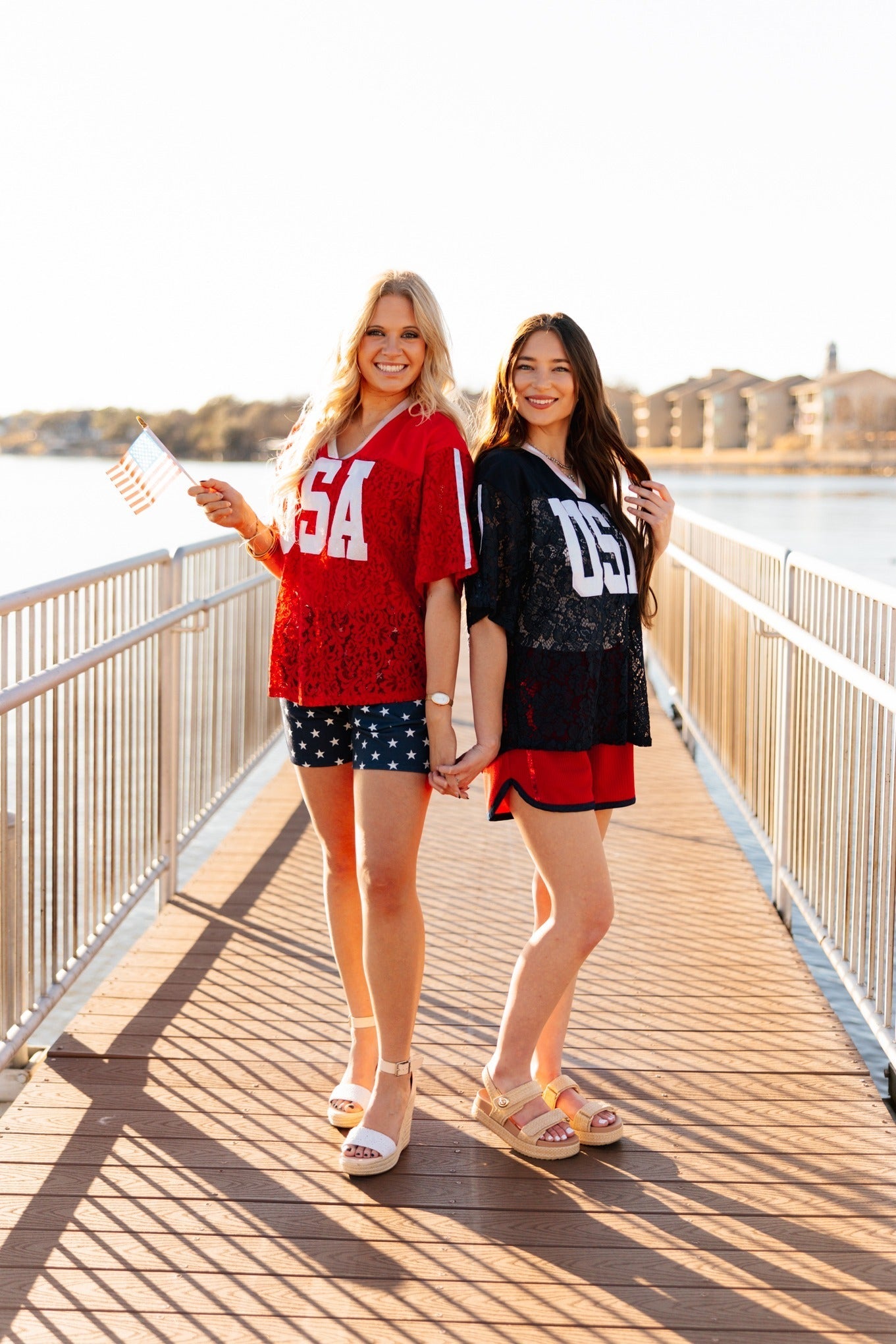 Red Lace "USA" Jersey by Grace+Emma