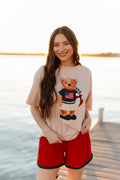 USA Teddy on Beige Boxy Tee by Grace+Emma