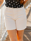 The Olivia High Rise Denim Shorts, White by Grace+Emma