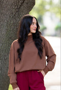 Mock Neck Sweatshirt, Brown by Grace+Emma