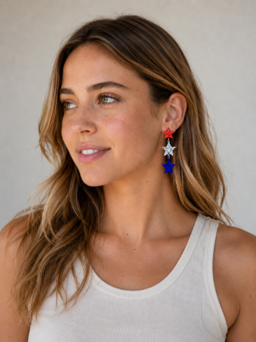 Patriotic Dangle Star Earrings by Grace+Emma