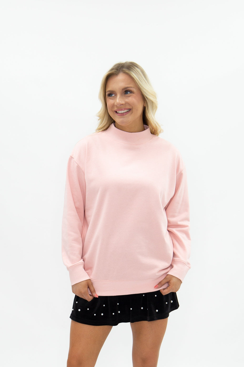Mock Neck Sweatshirt, Light Pink by Grace+Emma