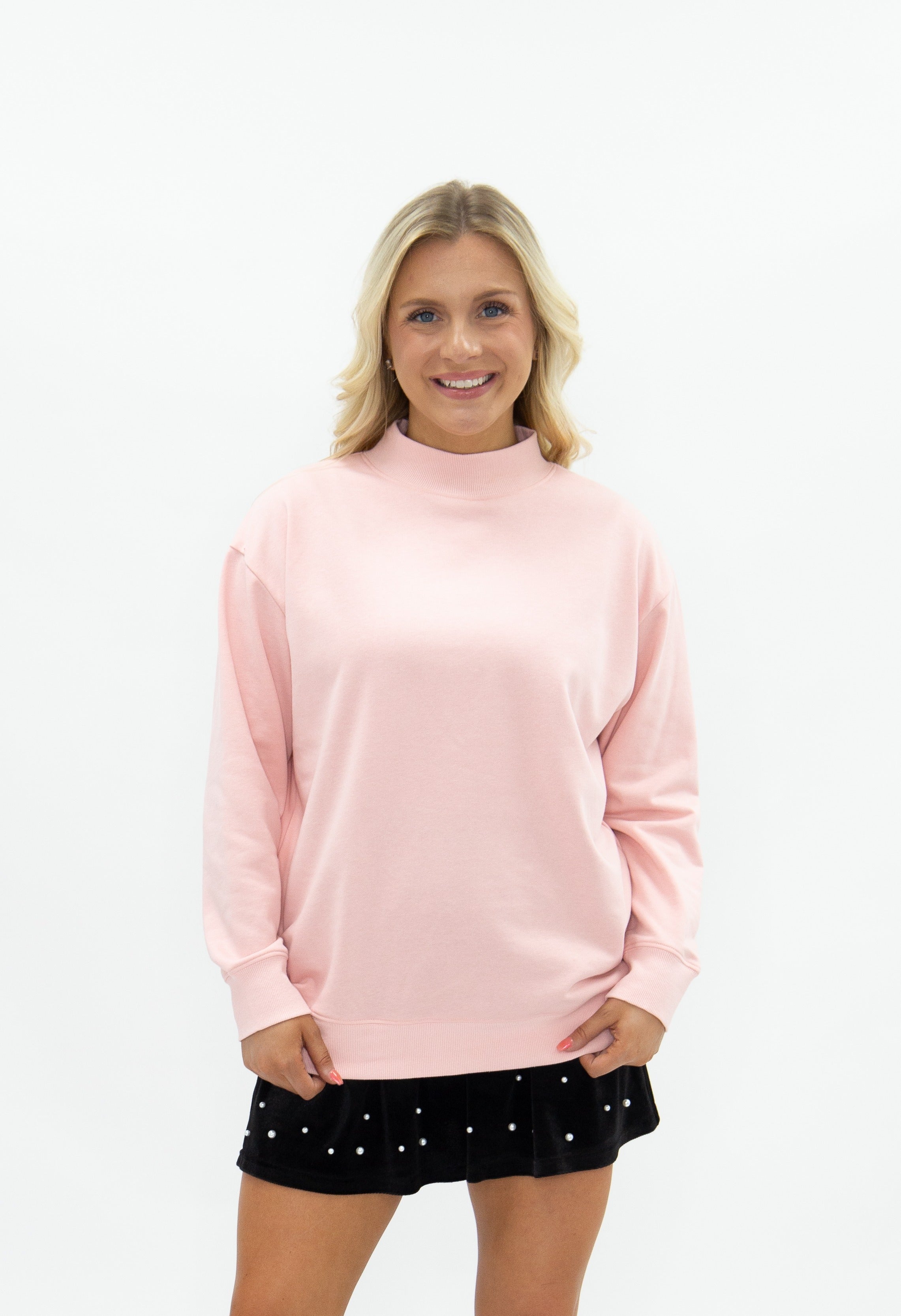 Mock Neck Sweatshirt, Light Pink by Grace+Emma