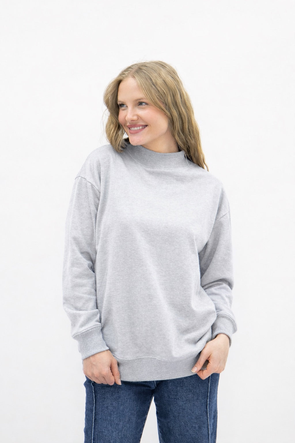 Mock Neck Sweatshirt, Grey by Grace+Emma
