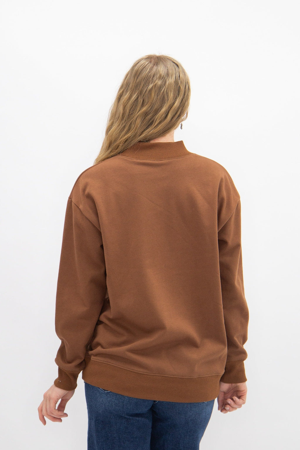 Mock Neck Sweatshirt, Brown by Grace+Emma