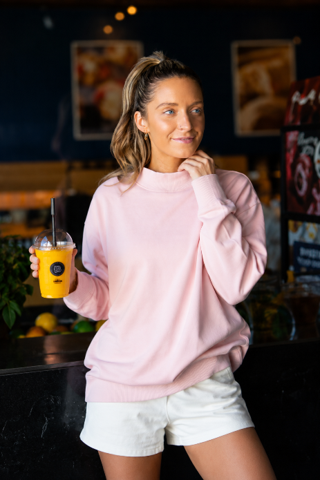Mock Neck Sweatshirt, Light Pink by Grace+Emma