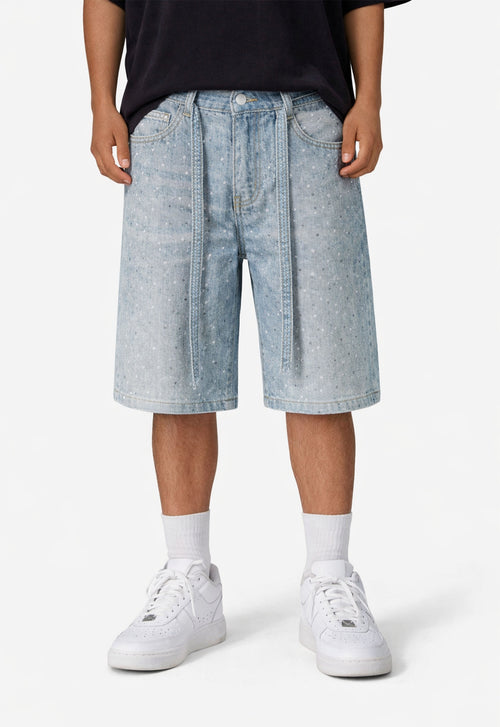 AZUL RHINESTONE SHORTS by UNDEVELOPED