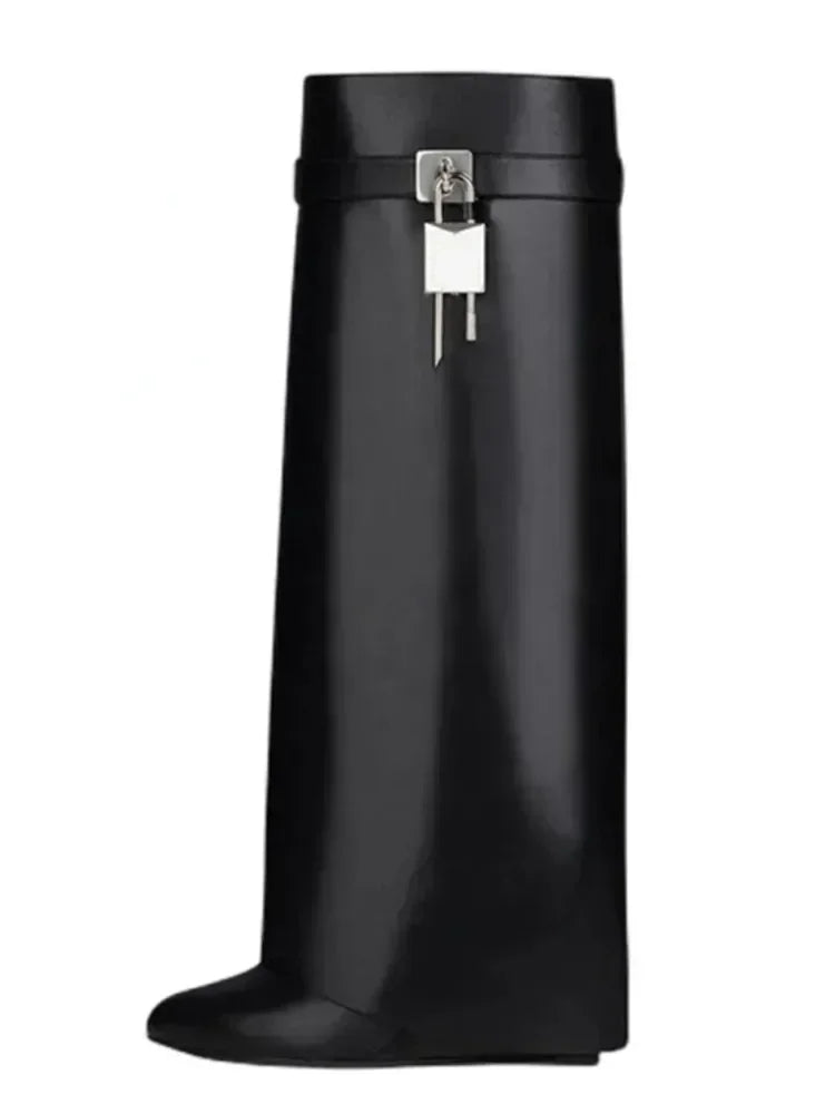 Over The Knee Lock Leather Boots