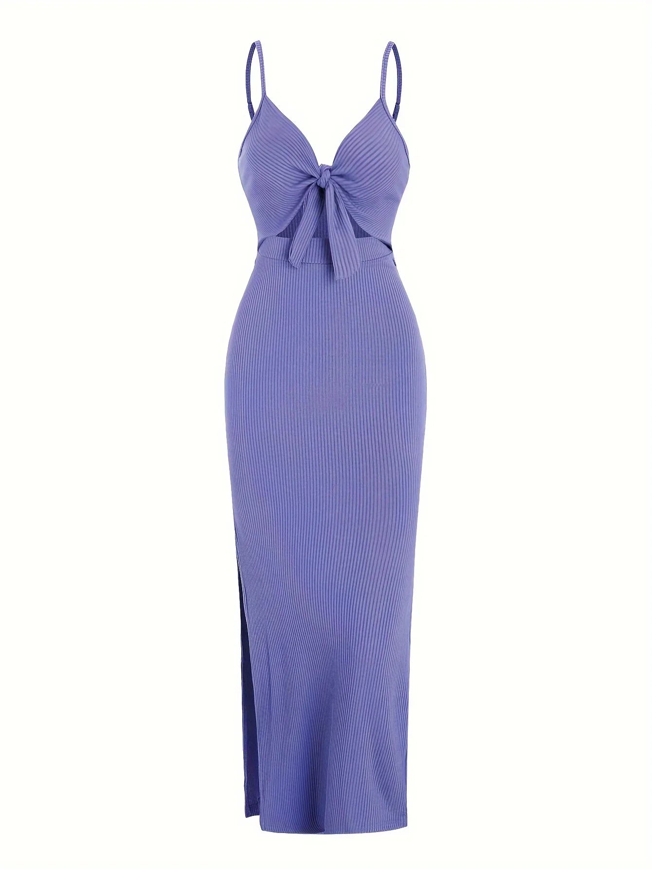 knit simple sleeveless suspender dress leaking back and sexy long skirt with neck. by nowadaysfashion