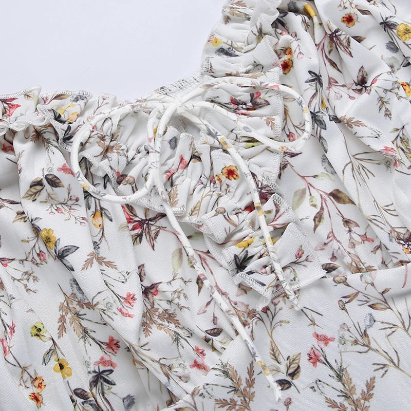 Summer Floral Off Shoulder Puff Sleeve Maxi Dress by nowadaysfashion