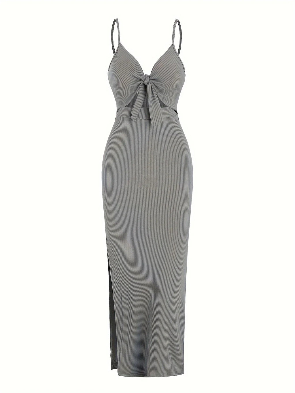 knit simple sleeveless suspender dress leaking back and sexy long skirt with neck. by nowadaysfashion