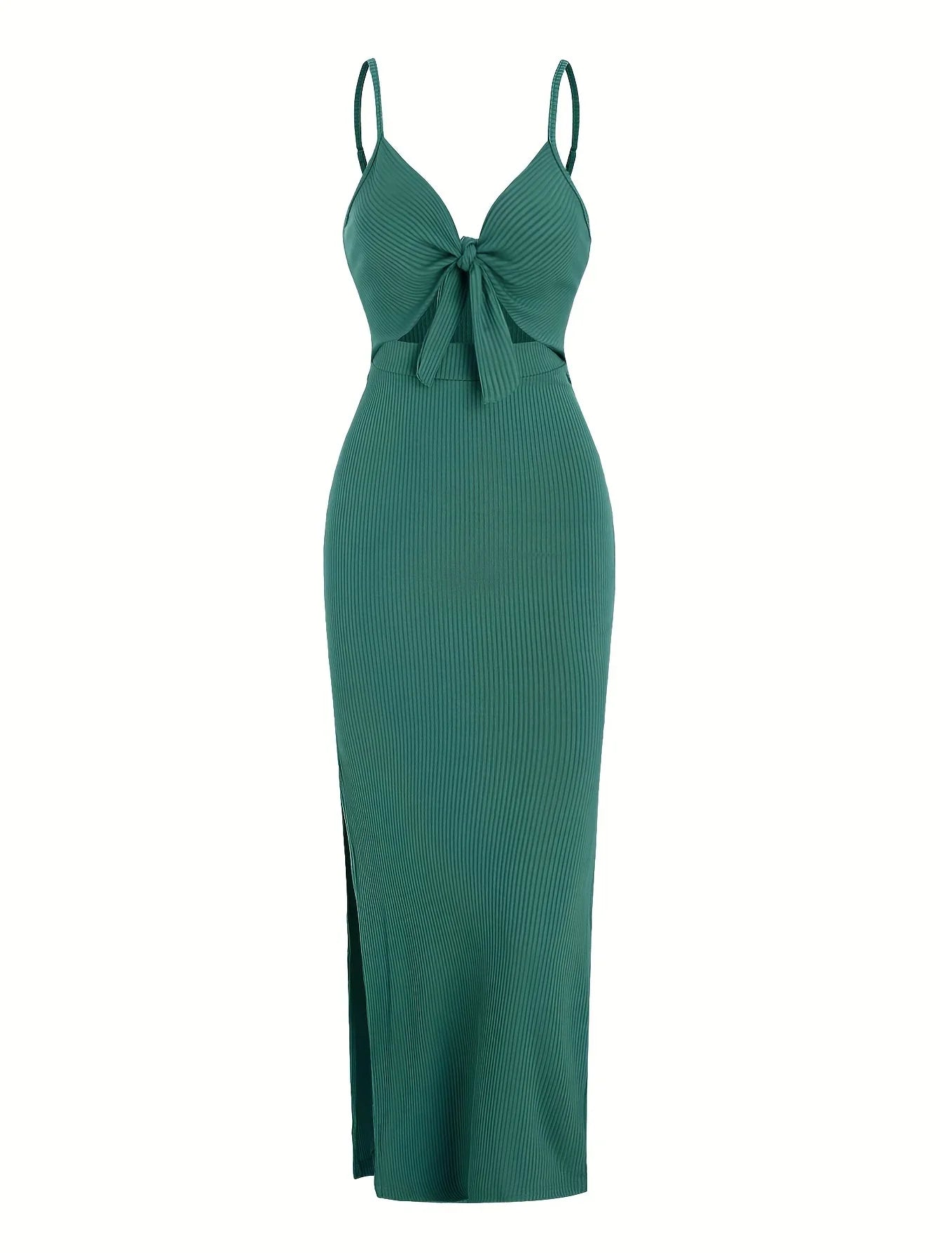 Europe and America knit simple sleeveless suspender dress in spring and summer, leaking back and sexy long skirt with neck. by Urban Fashion Icon