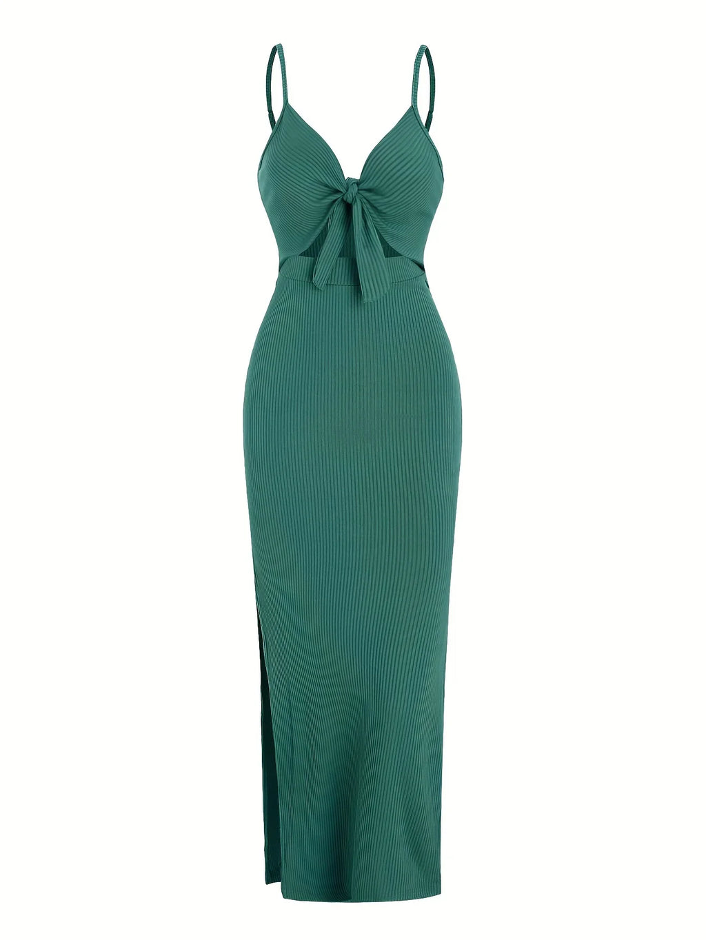 knit simple sleeveless suspender dress leaking back and sexy long skirt with neck. by nowadaysfashion