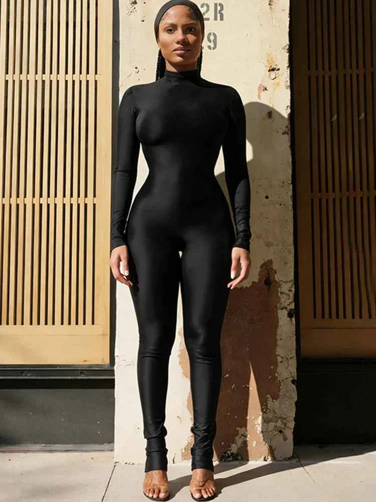 Back Zip Bodycon Jumpsuit