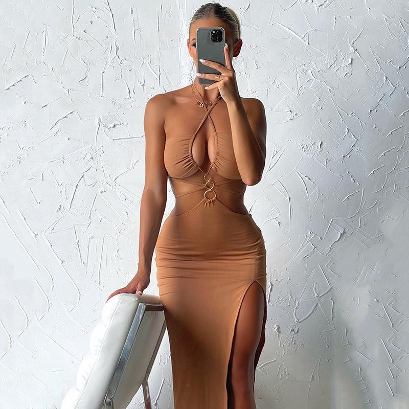 Summer Dress For Women Sexy Cutout Lace-up High Slit Maxi Long Dresses by nowadaysfashion