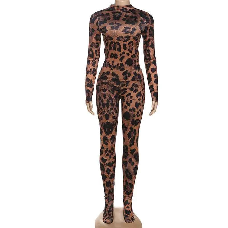 Sexy Leopard Print Two-Piece Outfit
