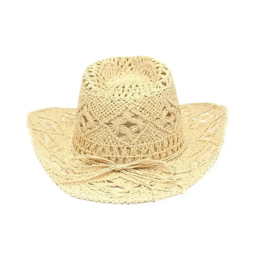 Summer Outdoor Men Women Hand-woven Western Cowboy Straw Hats Wide Brim Breathable Beach Jazz Cap Sun Protection Hat (Copy)