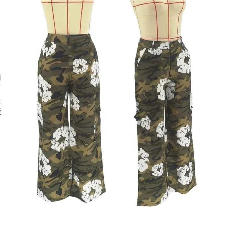 Flower Camouflage Print Cargo Pants