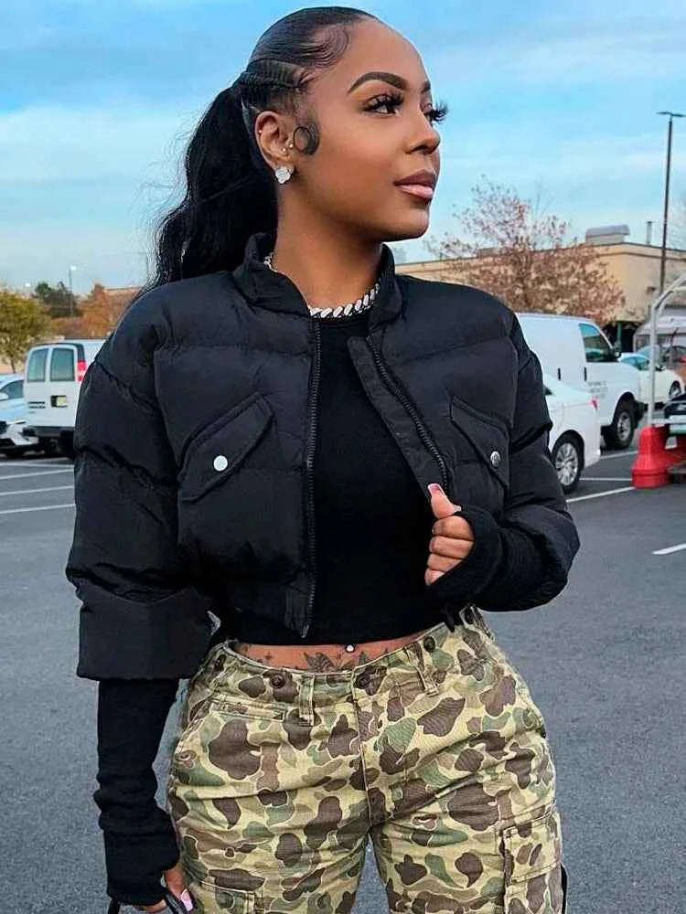 Cropped Bubble Puffer Jacket