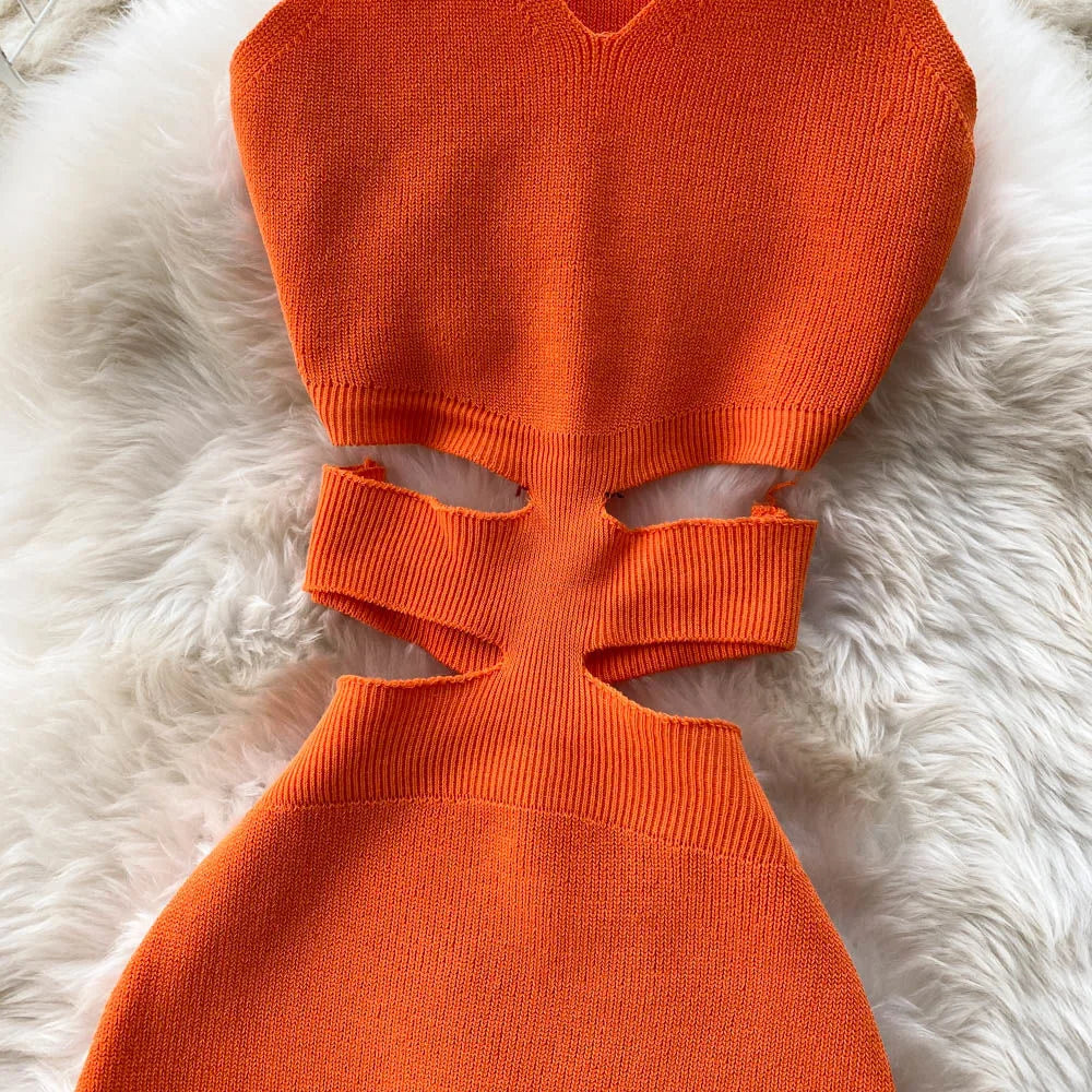 Dress Sexy Cut Out Waist Package Hips Split Bodycon Dress Vestidos Sundress by nowadaysfashion