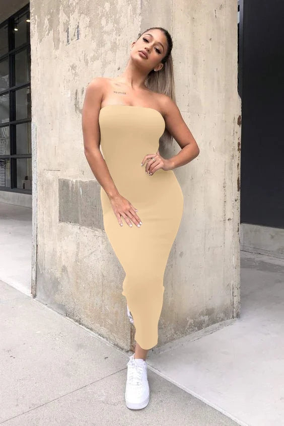 summer women's sexy sleeveless chest wrapped Long Beach Dress by nowadaysfashion