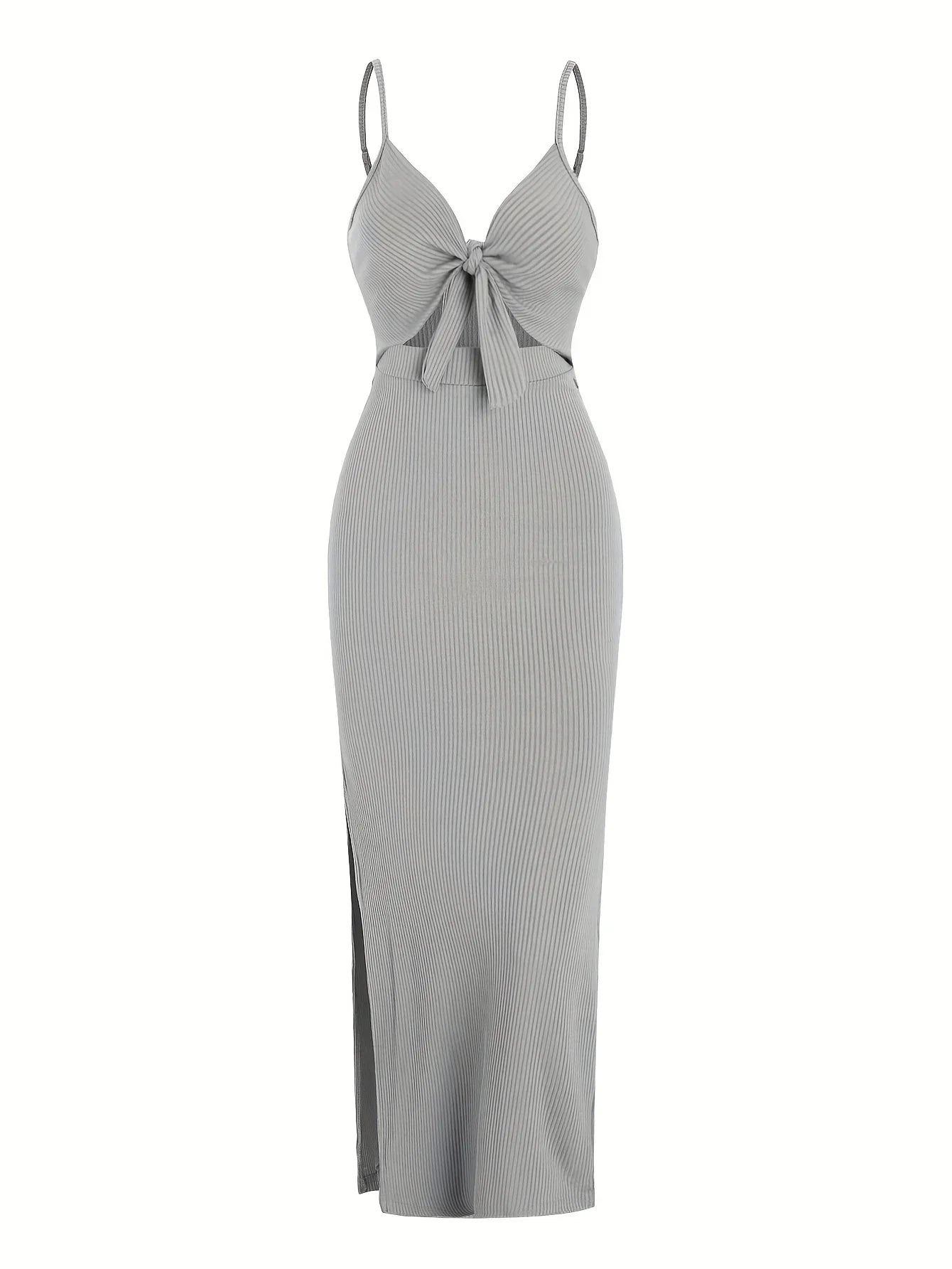 Europe and America knit simple sleeveless suspender dress in spring and summer, leaking back and sexy long skirt with neck. by Urban Fashion Icon