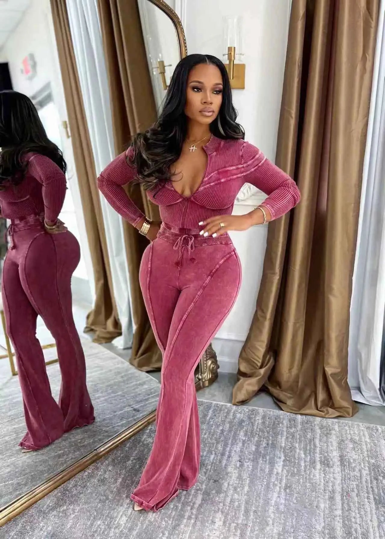 Fall ribbed pants set