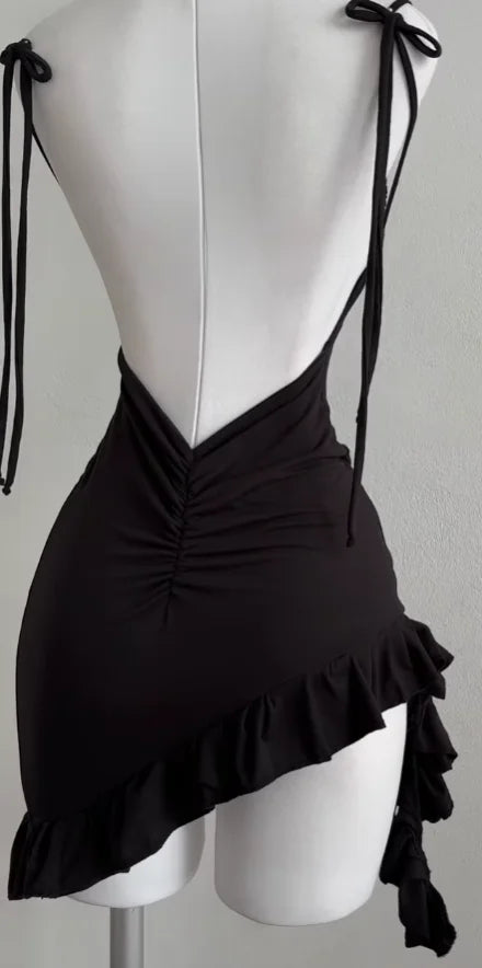 2025 popular European and American new dress with summer high-end feel Y2K sexy backless lace up spicy girl's hip hugging skirt by Urban Fashion Icon