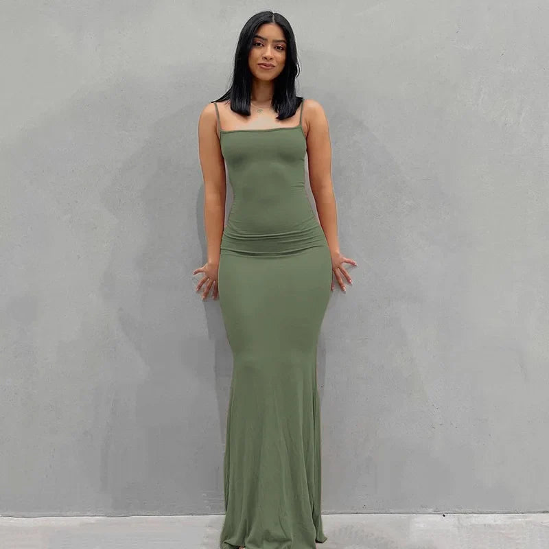 Satin Slip Sleeveless Backless Maxi Dress Women Y2K by nowadaysfashion