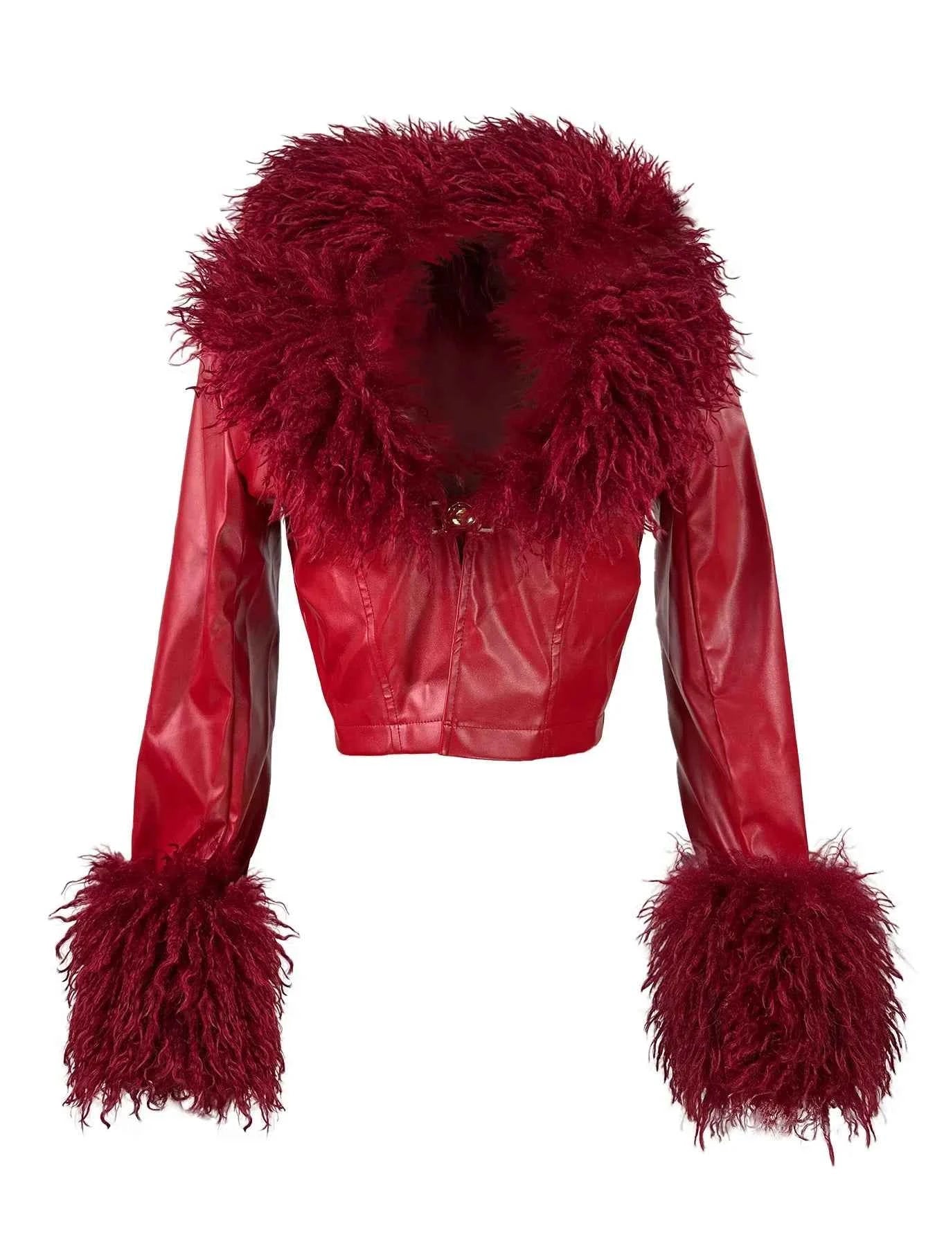 Elegant Leather Fur Jacket