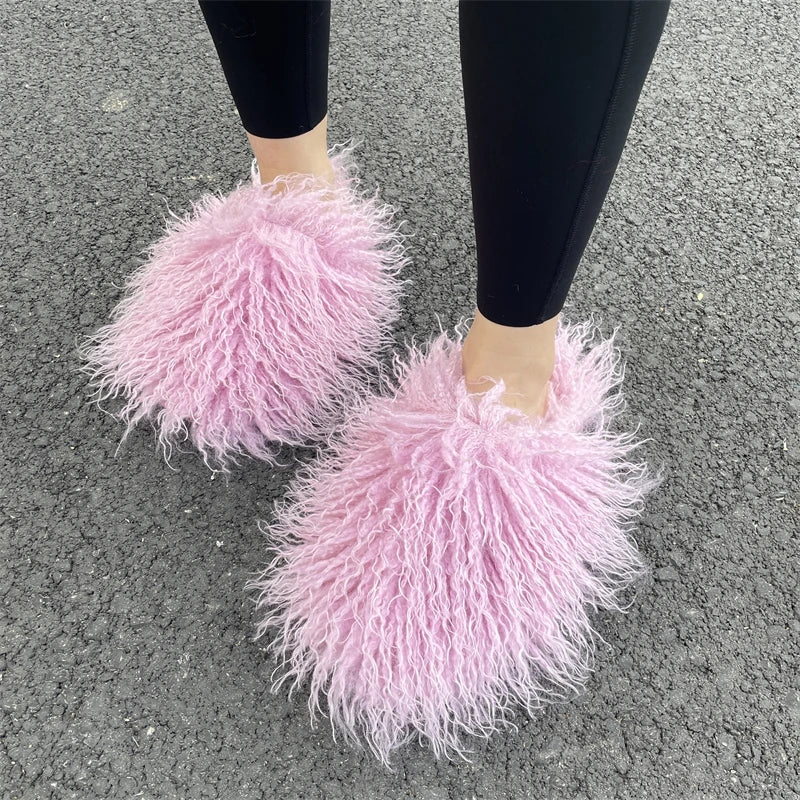 Fluffy Faux Fur Slides